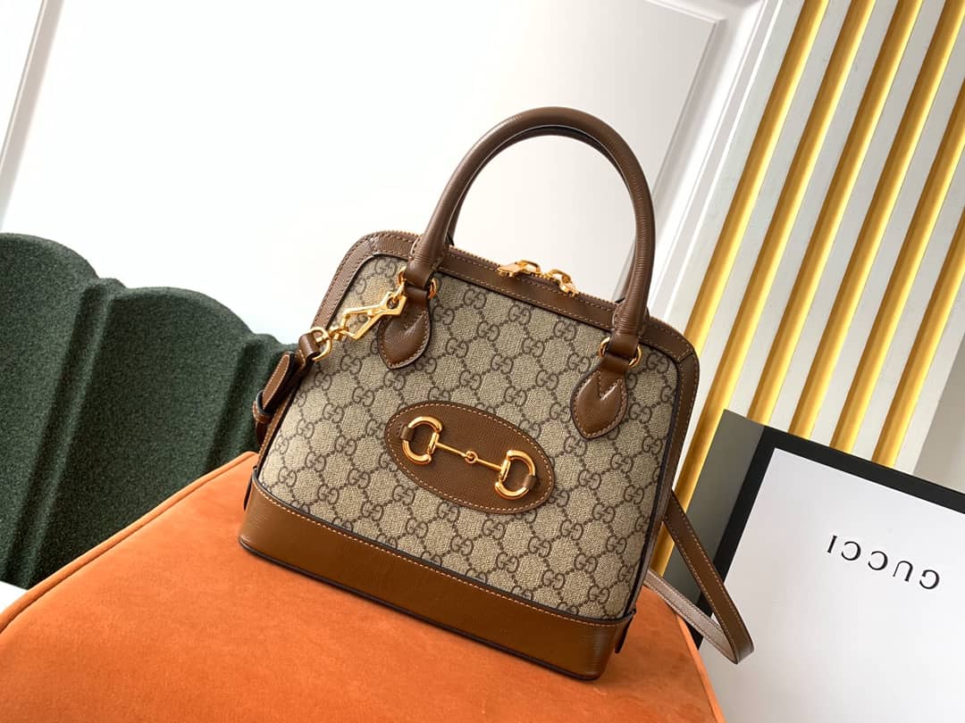 Gucci Horsebit Bag Dupe 1955 Small GG Supreme Grainy Leather Handle Bag Replica 621220(ColaReps) - DEEPREPS