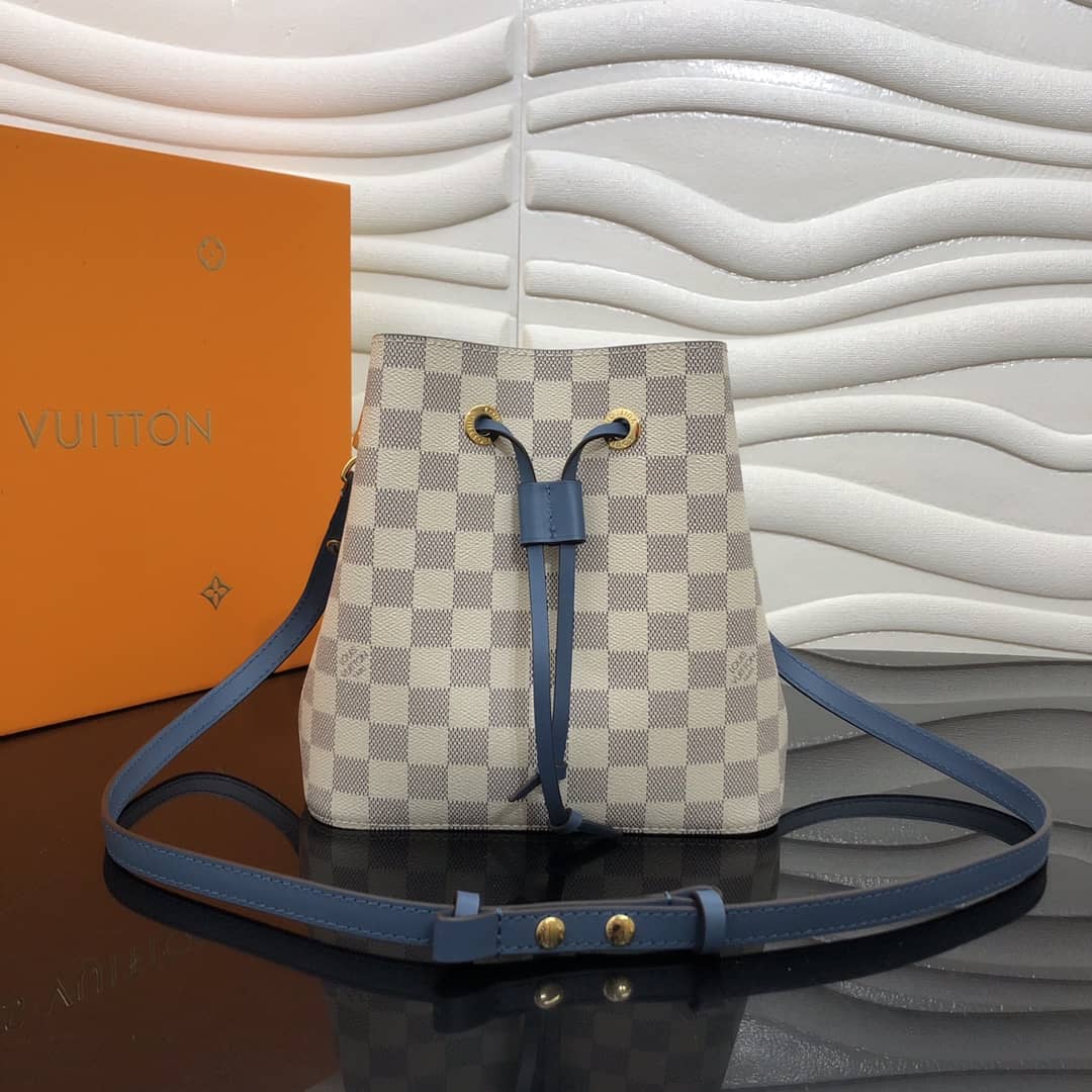 Louis Vuitton Noe Monogram Canvas Replica Bucket Bag Beige Blue - DEEPREPS