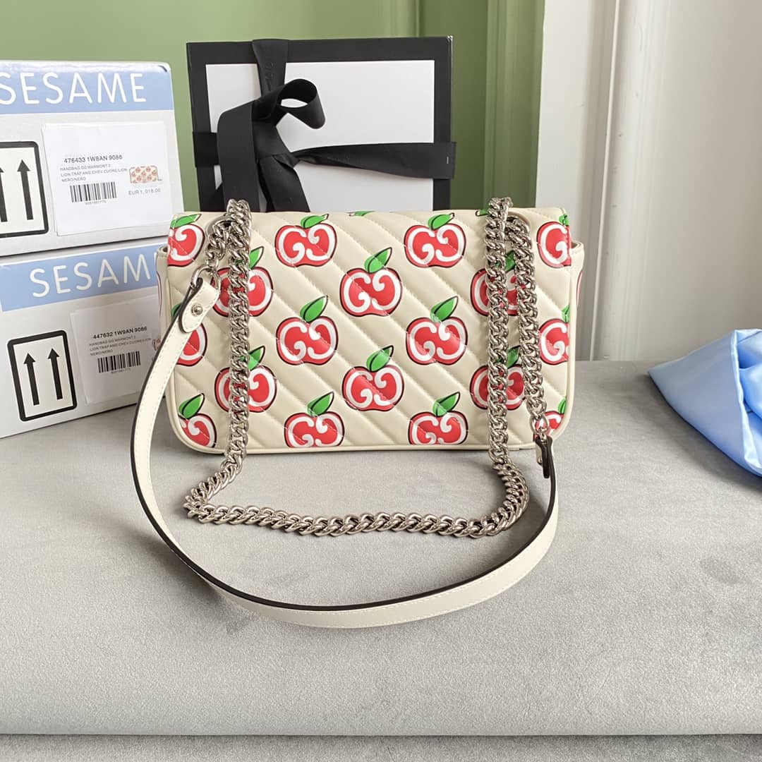 Gucci GG Marmont Matelasse Shoulder Bag Replica White 443497 - DEEPREPS