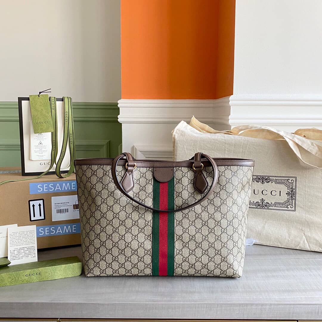 Gucci Ophidia Leather Tote Replica Gray 631685 - DEEPREPS