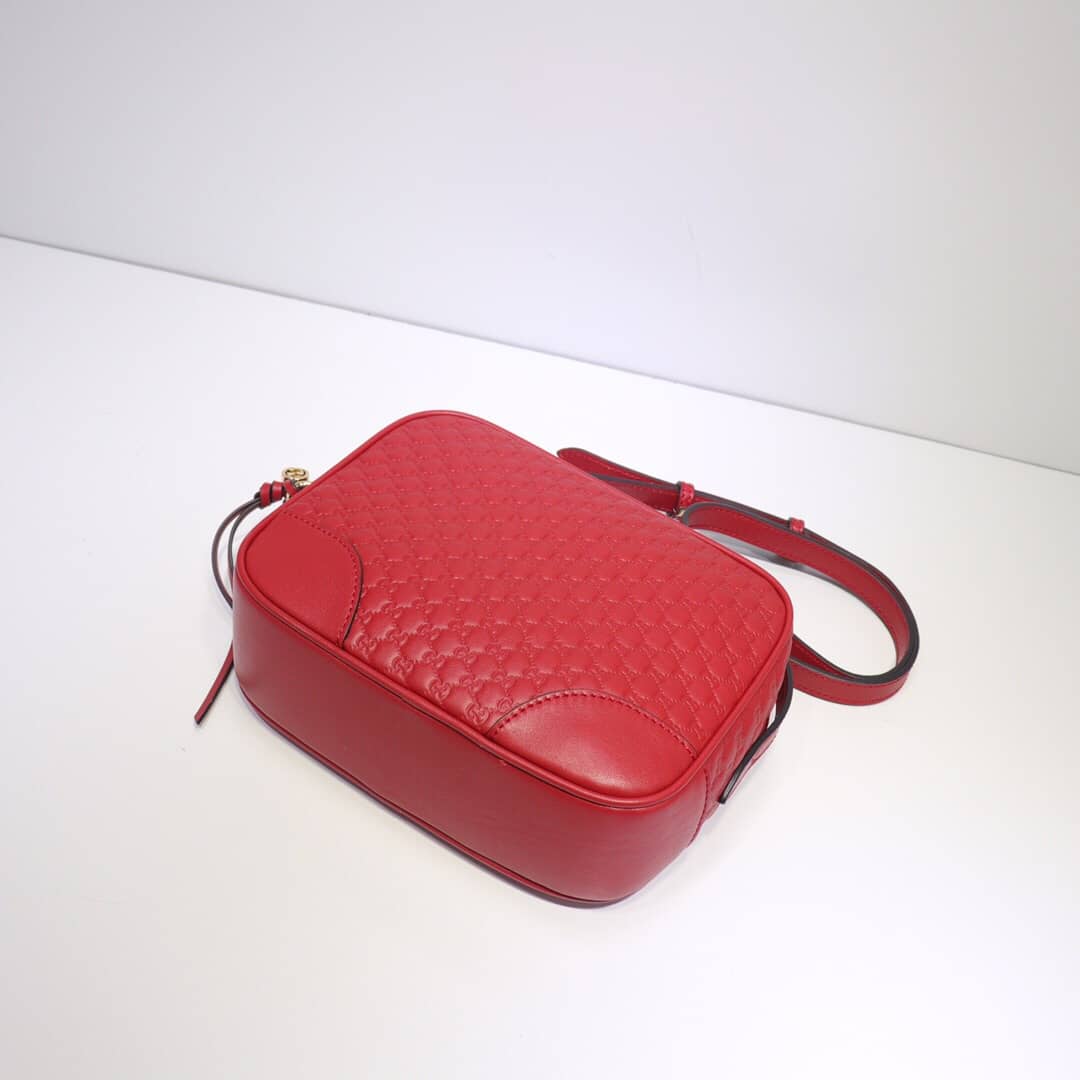 Gucci Bree Guccissima GG Leather Canvas Camera Bag Replica Red 449413 - DEEPREPS