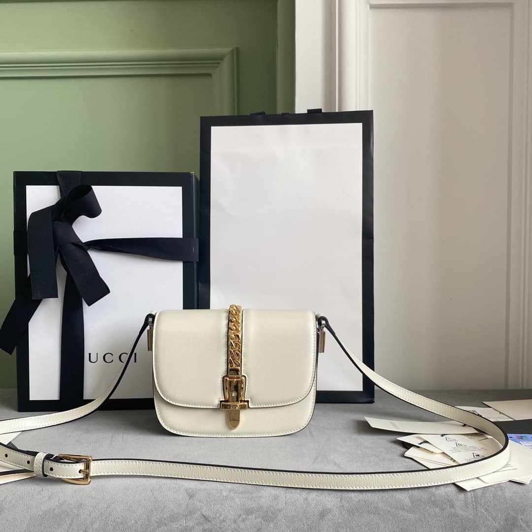 Gucci Ladies Mini Sylvie Shoulder Bag Replica White 615965 - DEEPREPS