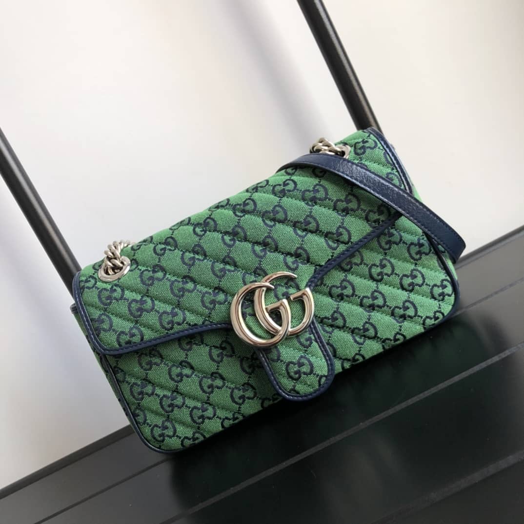 Gucci GG Marmont Matelasse Shoulder Bag Replica Green 443497 - DEEPREPS