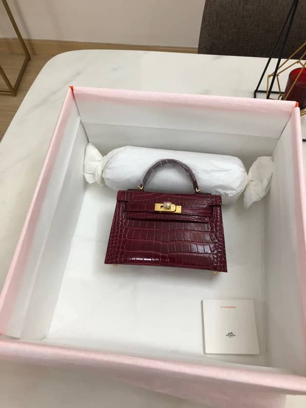 Hermes Kelly Mini 19CM Crocodile Shiny Replica Bag - DEEPREPS