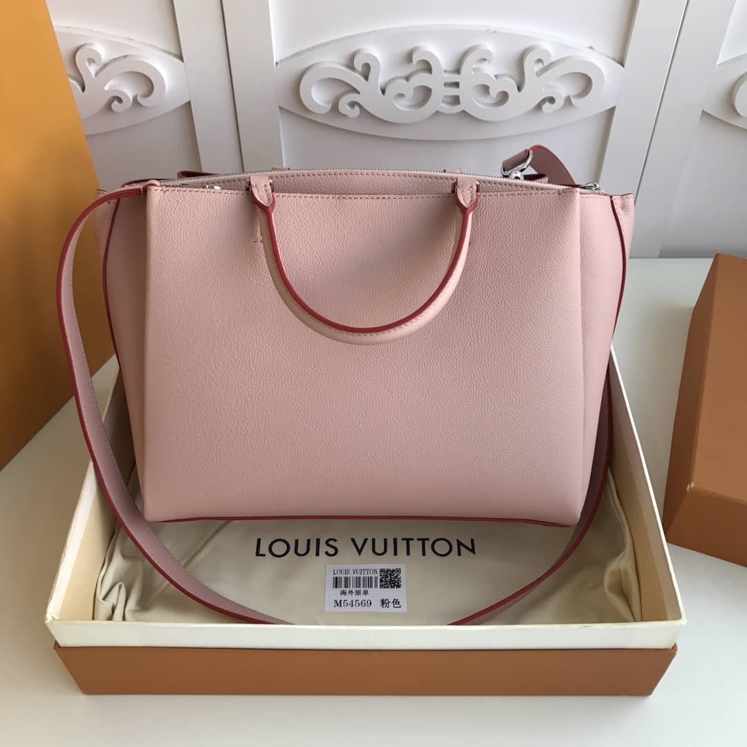Louis Vuitton Lockmeto Tote Leather Tote Replica Pink M54569 - DEEPREPS
