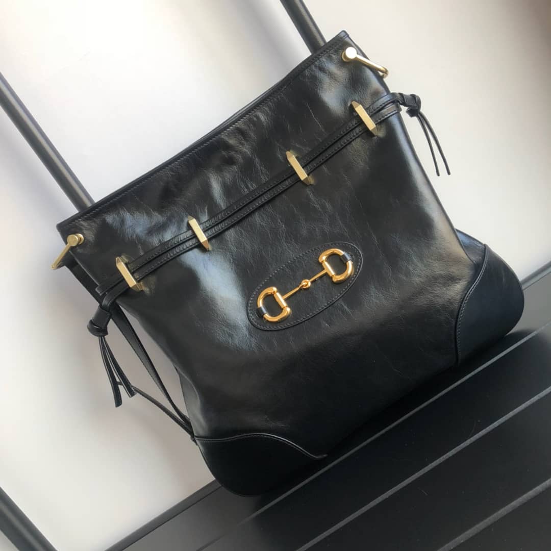 Gucci 1955 Horsebit Messenger Bag Replica Black 602089 - DEEPREPS