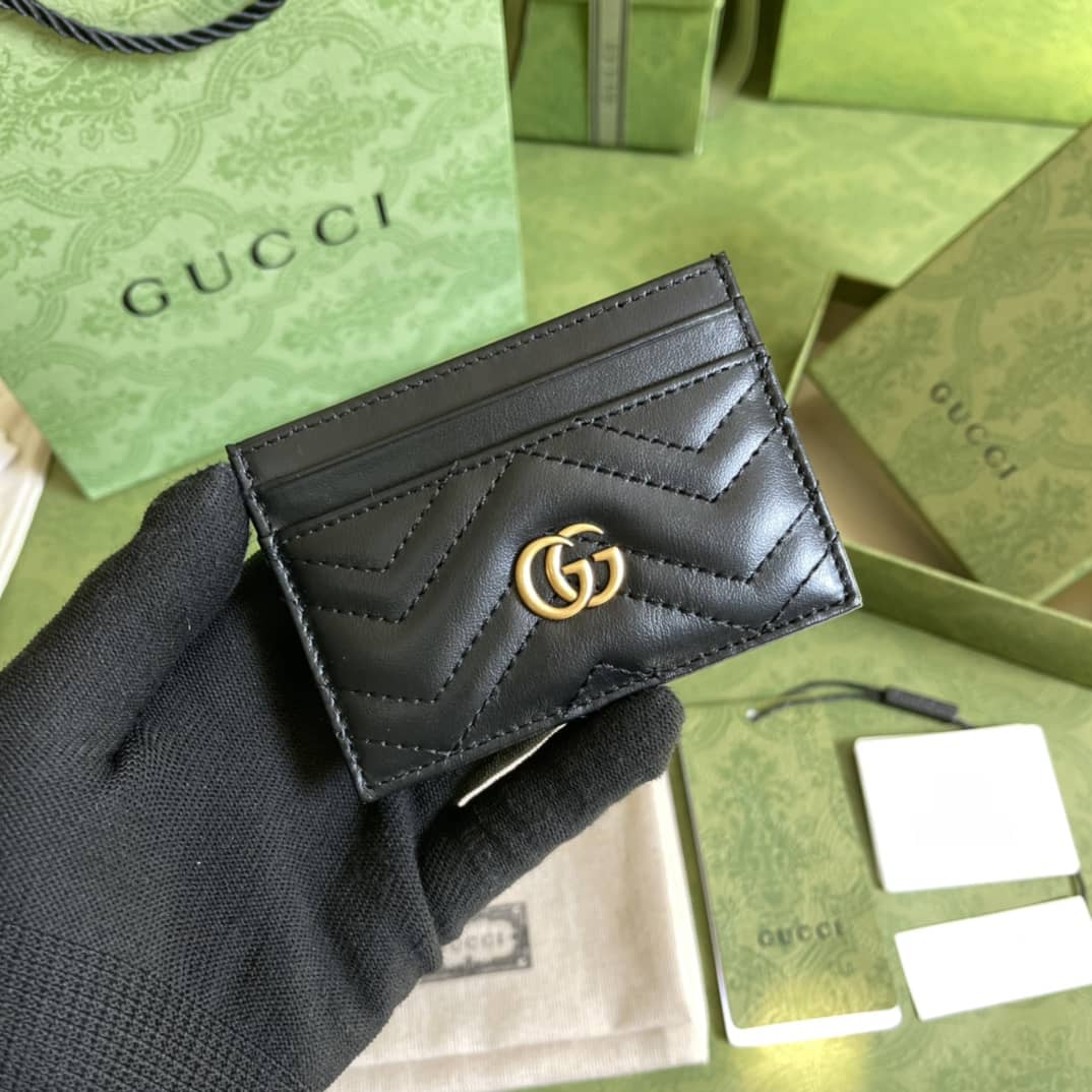 Gucci GG Marmont Matelasse Leather Card Holder Replica 443127 - DEEPREPS