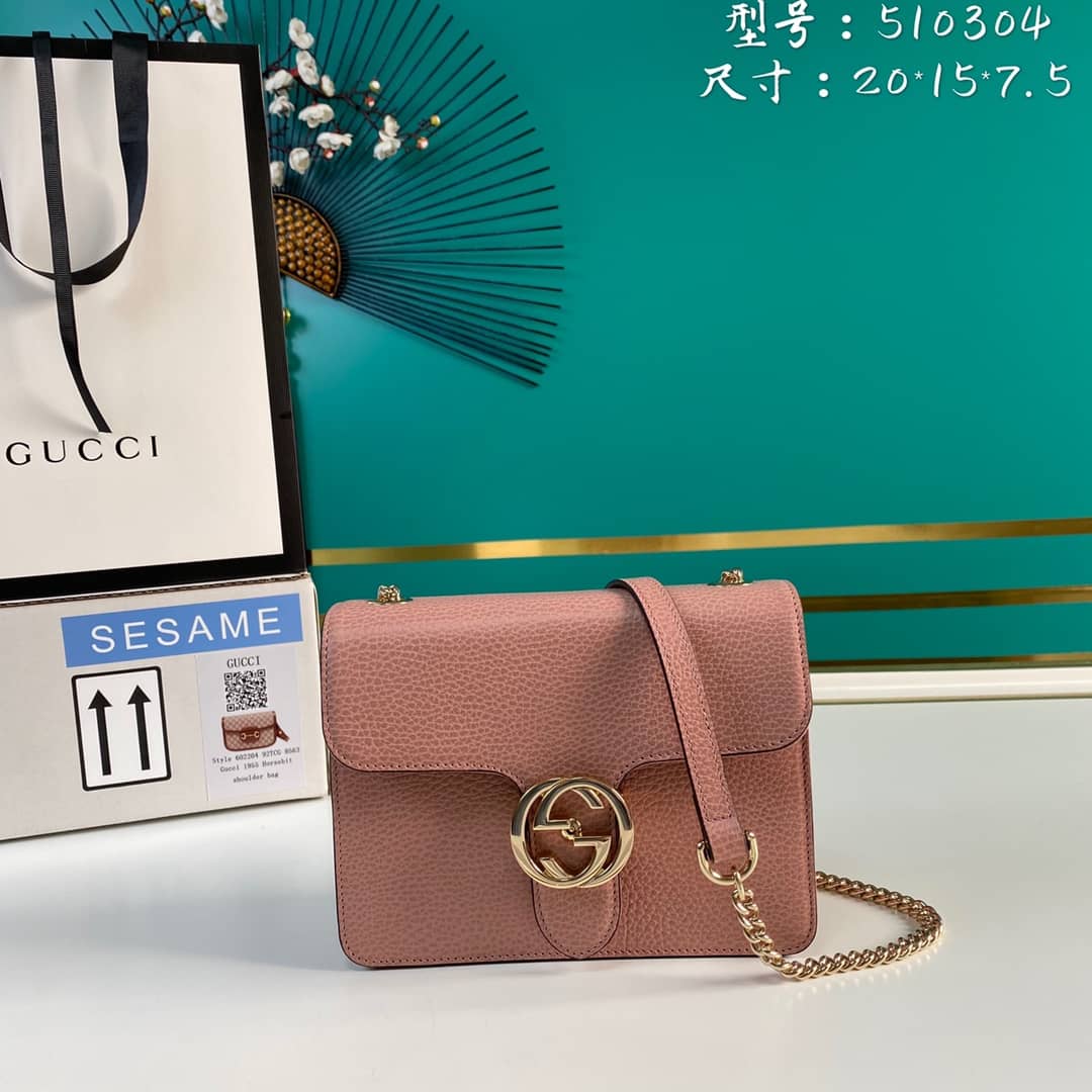 Gucci Interlocking Leather Chain Crossbody Bag Replica 510304 - DEEPREPS