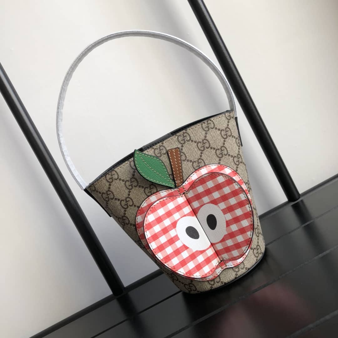 Gucci Kids GG Supreme Apple Bucket Bag Replica 653954 - DEEPREPS
