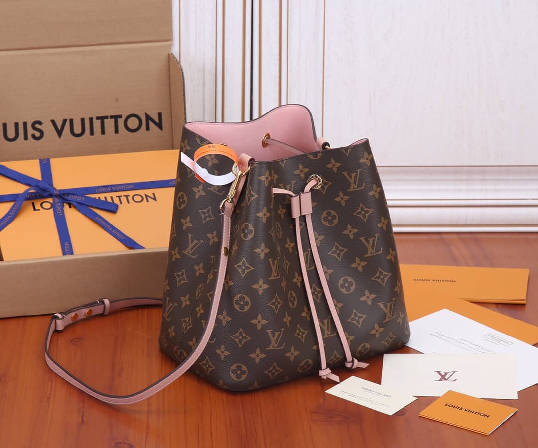 Louis Vuitton Neo Noe Monogram Replica Drawstring Bag Pink M44022 - DEEPREPS