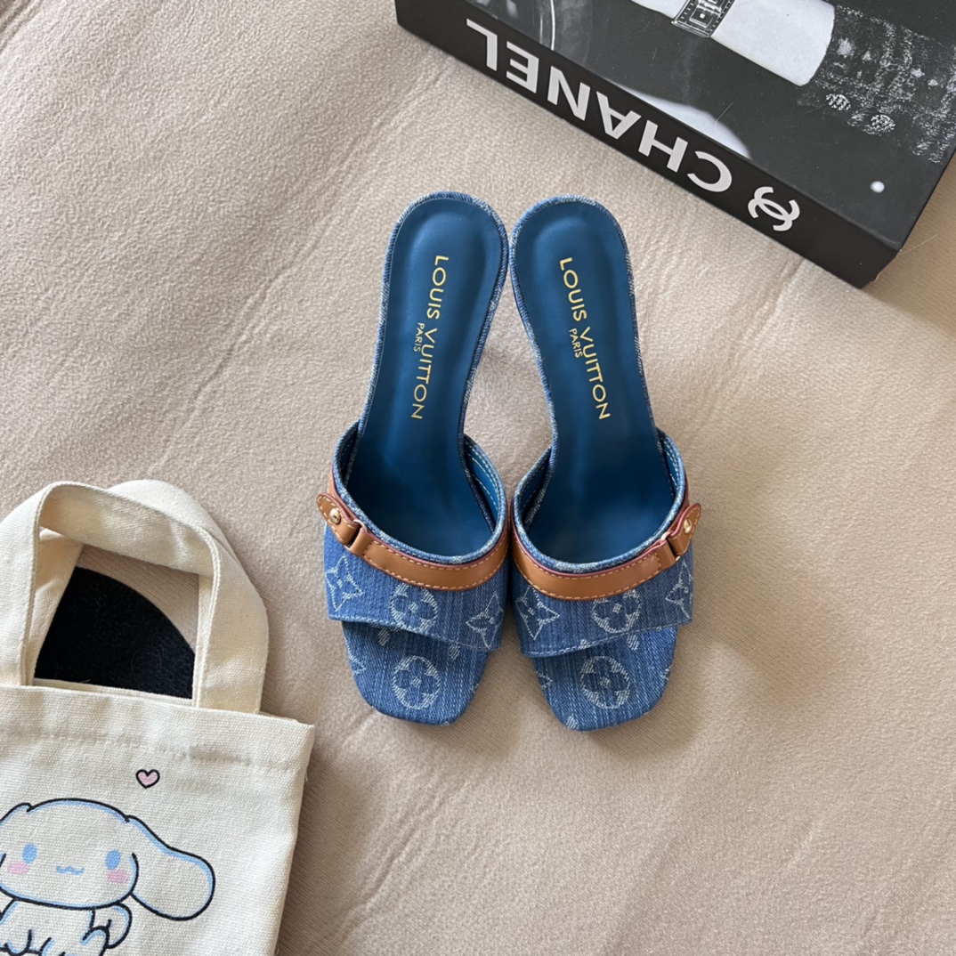 Louis Vuitton denim stiletto sandals - DEEPREPS