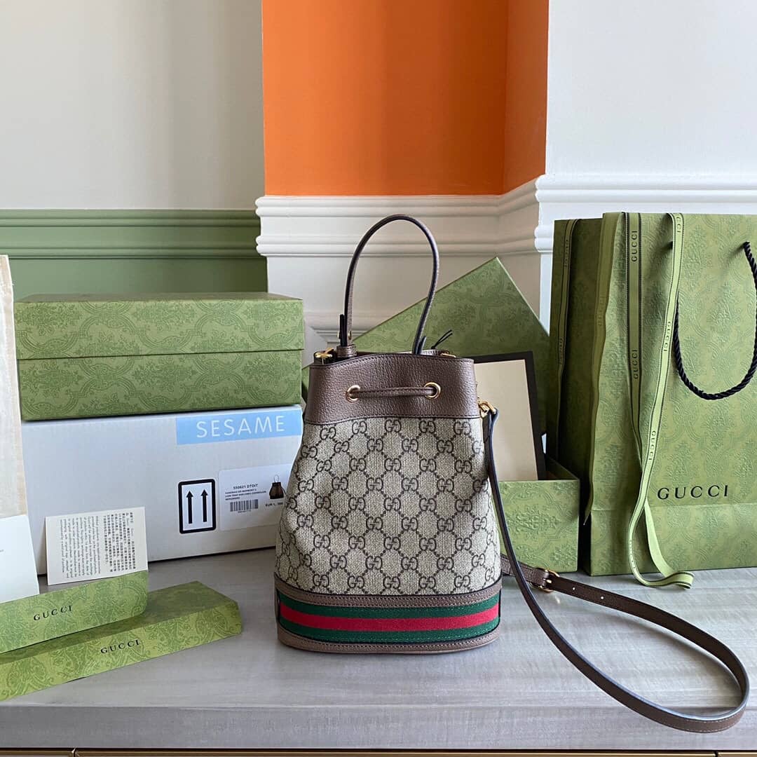 Gucci Ophidia GG Flora Pattern Small Bucket Bag Replica 550621 - DEEPREPS