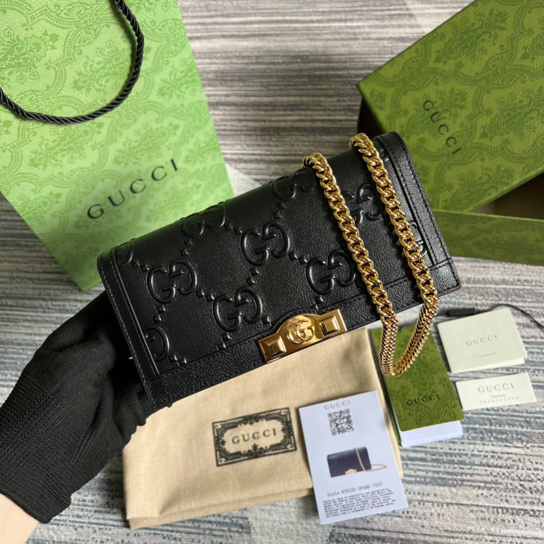Gucci GG Wallet With Chain Black 676155 Replica - DEEPREPS