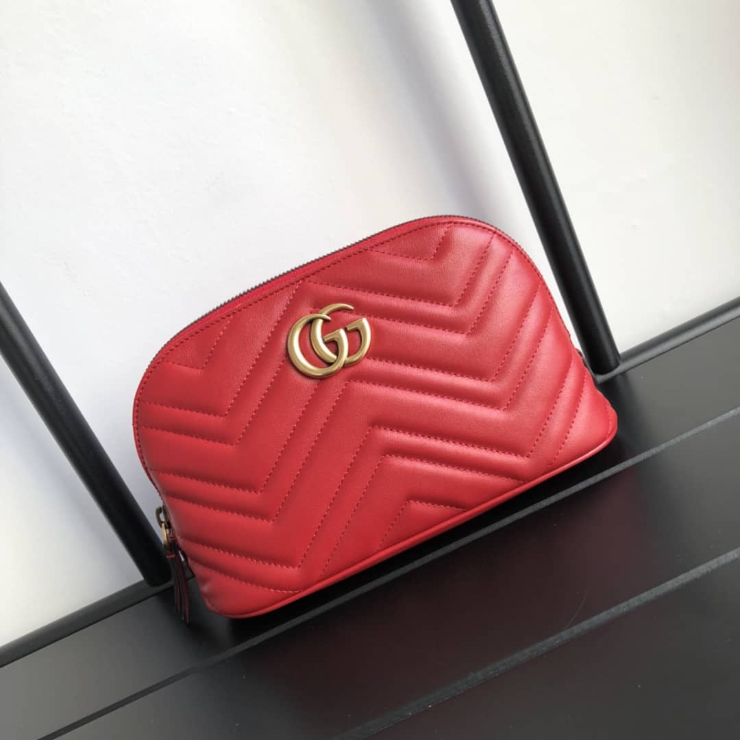 Gucci GG Marmont Quilted Vanity Bag Replica Red 625690 - DEEPREPS