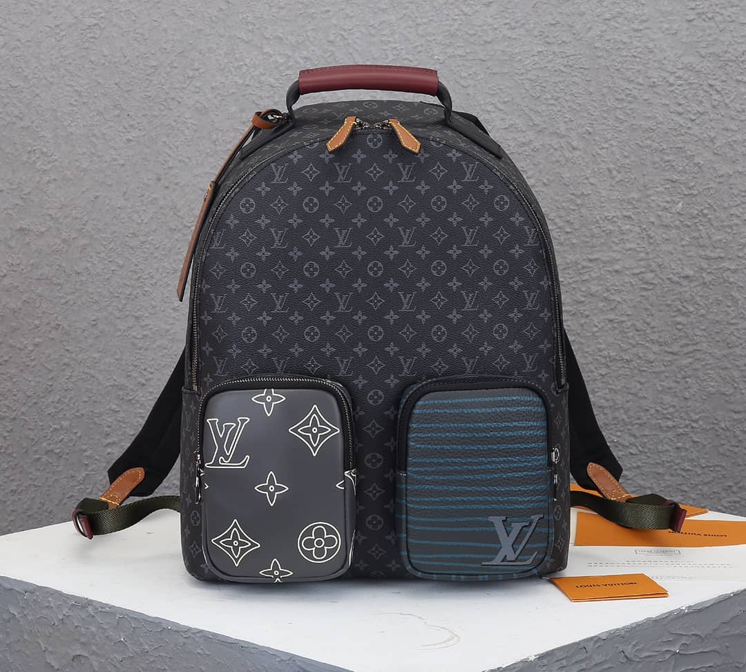 Louis Vuitton Monogram Eclipse Multipocket Black M45455 Replica Backpack - DEEPREPS