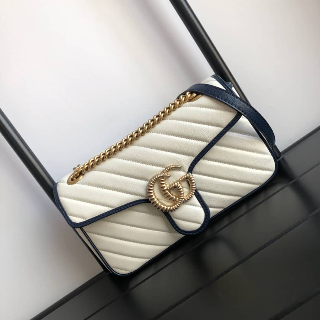 Gucci GG Marmont Matelasse Shoulder Bag Replica White 443497 - DEEPREPS