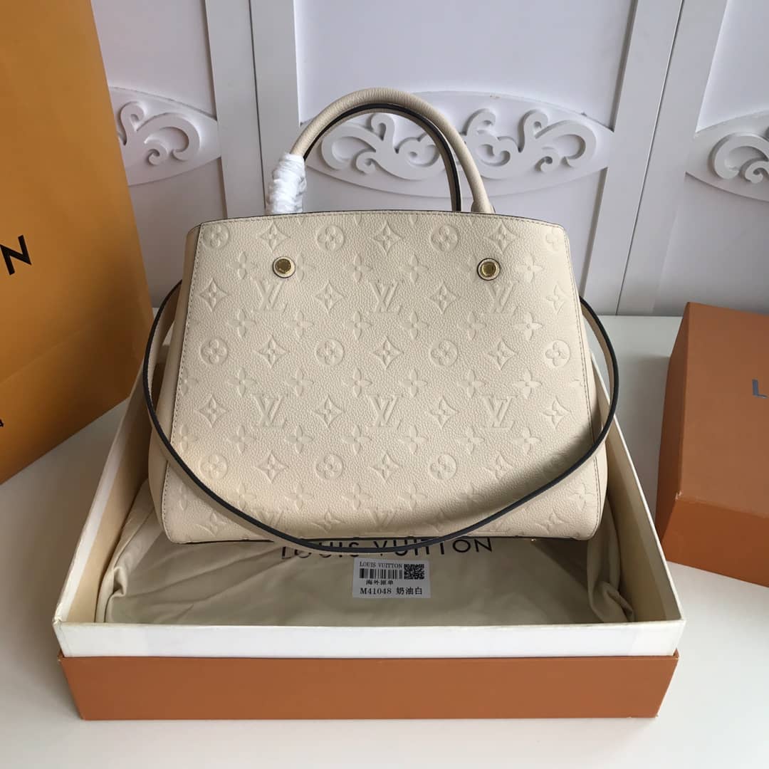 Louis Vuitton Monogram Montaigne MM Shoulder Bag Replica White M41048 - DEEPREPS