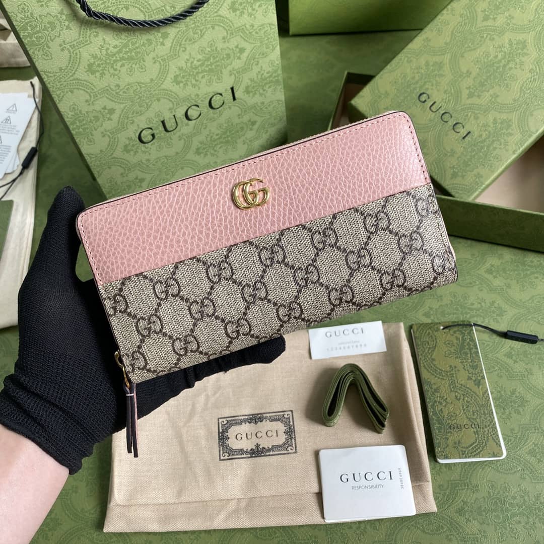 Gucci GG Marmont Leather Zip Long Wallet Replica 456117 - DEEPREPS