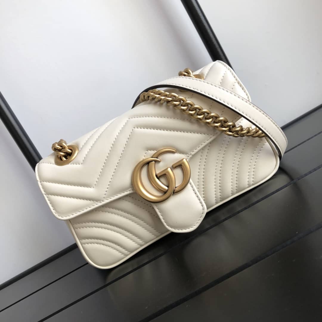 Gucci GG Marmont Mini Matelasse Shoulder Bag Replica White 446744 - DEEPREPS