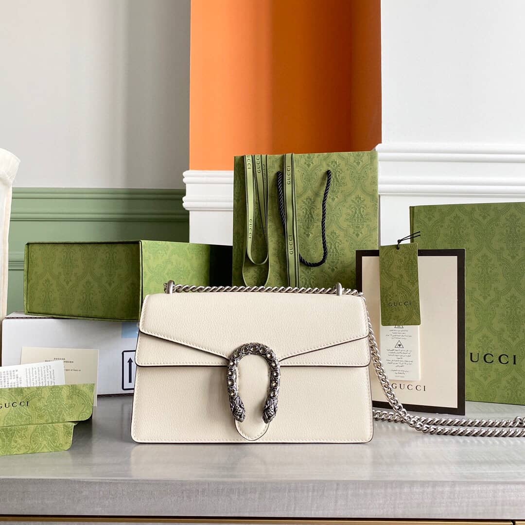 Gucci Dionysus Dupe GG Supreme Dionysus Chain Replica Shoulder Bag White 400249 - DEEPREPS