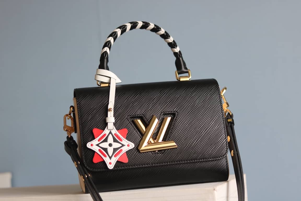 Louis Vuitton Textured Epi Leather Twist Series Bag Black - DEEPREPS