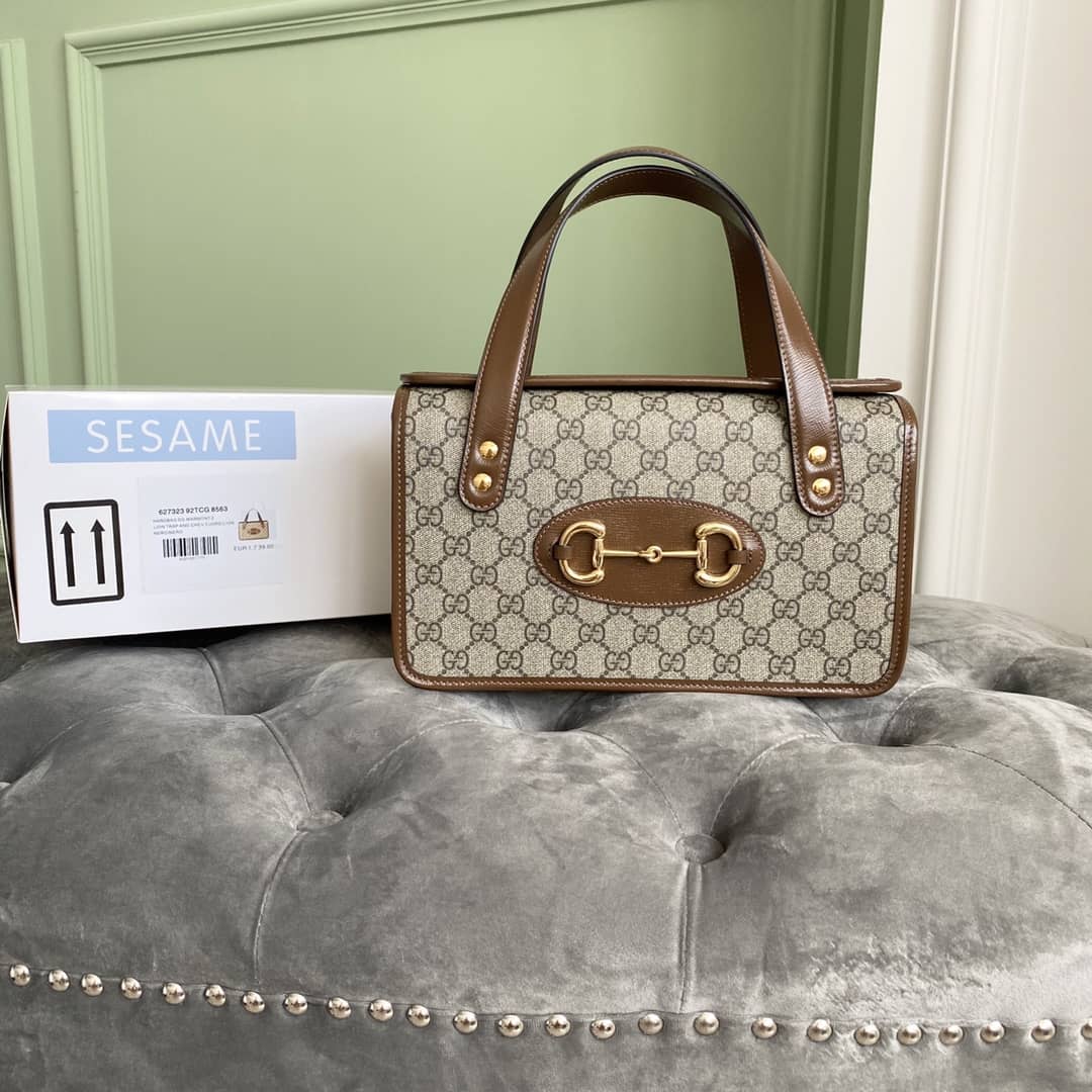 Gucci Horsebit 1955 Small Top Handle Replica Bag Brown 627323 - DEEPREPS