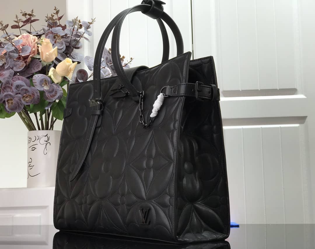 Luxury Mens Leather Logo Chain Tote - DEEPREPS