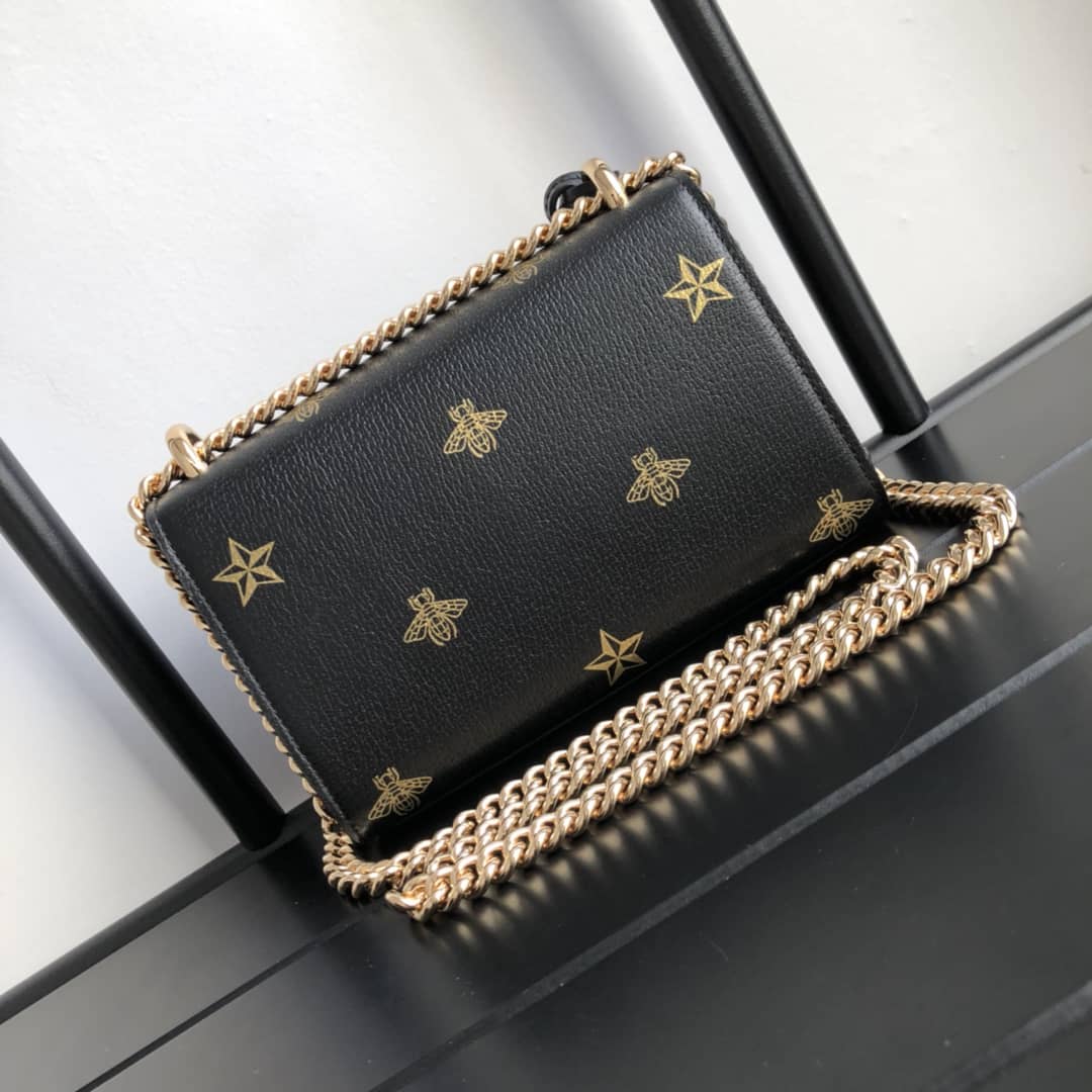 Gucci Padlock Bee Star Small Shoulder Bag Replica Black 432182 - DEEPREPS