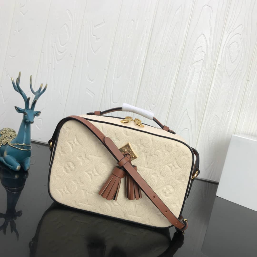 Louis Vuitton Saintonge Monogram Empreinte Replica Bag White M44593 - DEEPREPS
