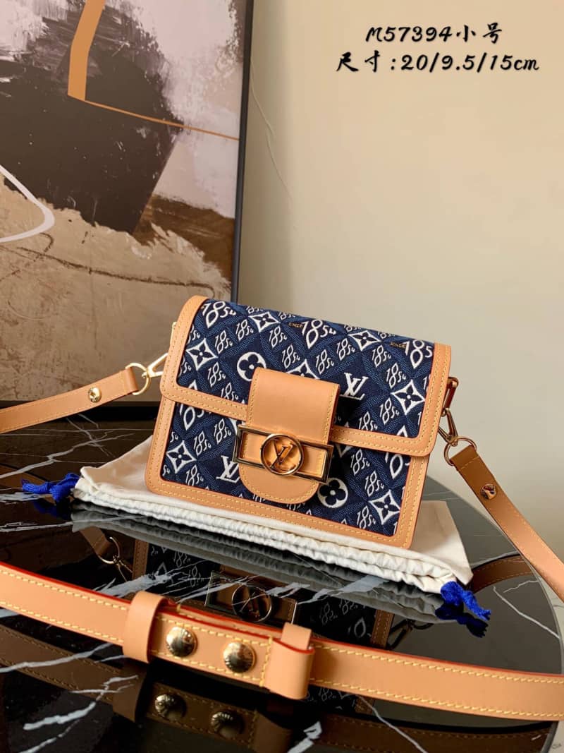 Louis Vuitton Since 1854 Jacquard Pattern Dauphine MM Replica Shoulder Bag Blue M57211 - DEEPREPS