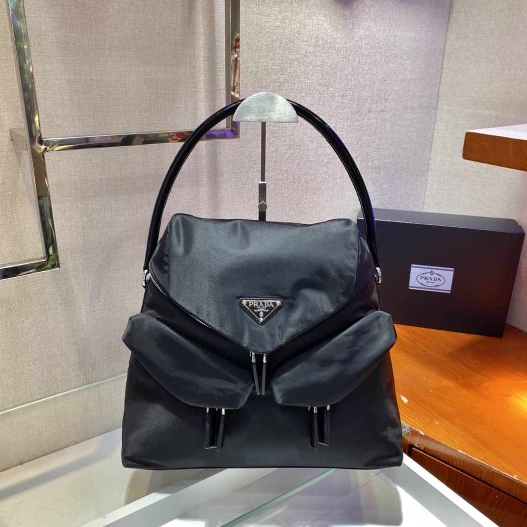 Prada Signaux Nylon Leather Replica Hobo Bag - DEEPREPS