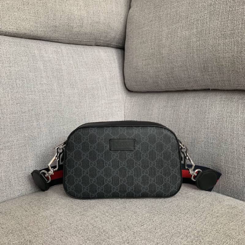 Gucci Supreme Canvas Camera Bag Replica Black 574886 - DEEPREPS