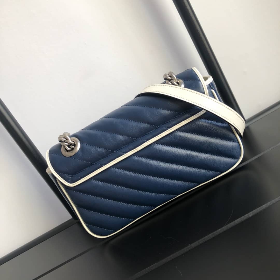 Gucci GG Marmont Mini Matelasse Shoulder Bag Replica Blue 446744 - DEEPREPS