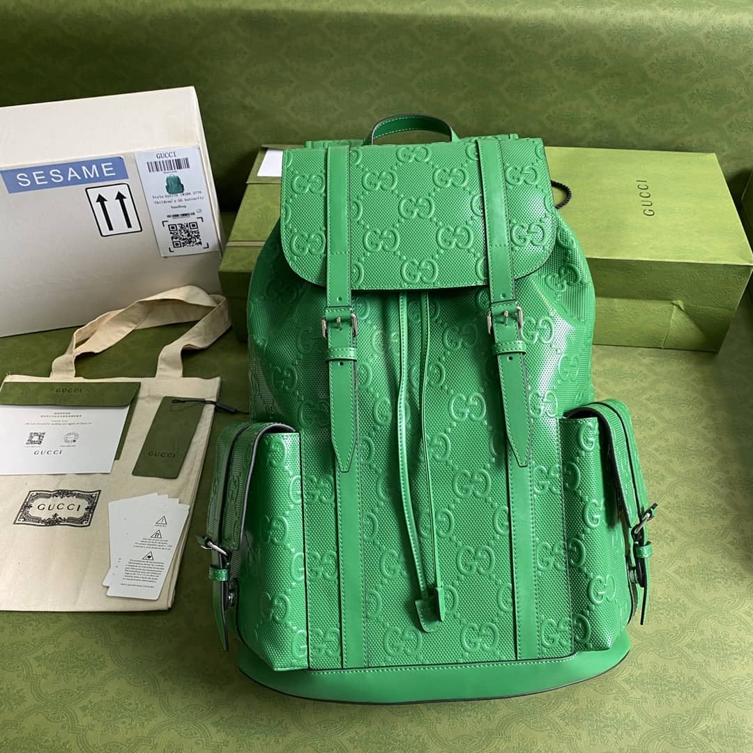 Gucci GG Embossed Backpack Replica Green 625770 - DEEPREPS