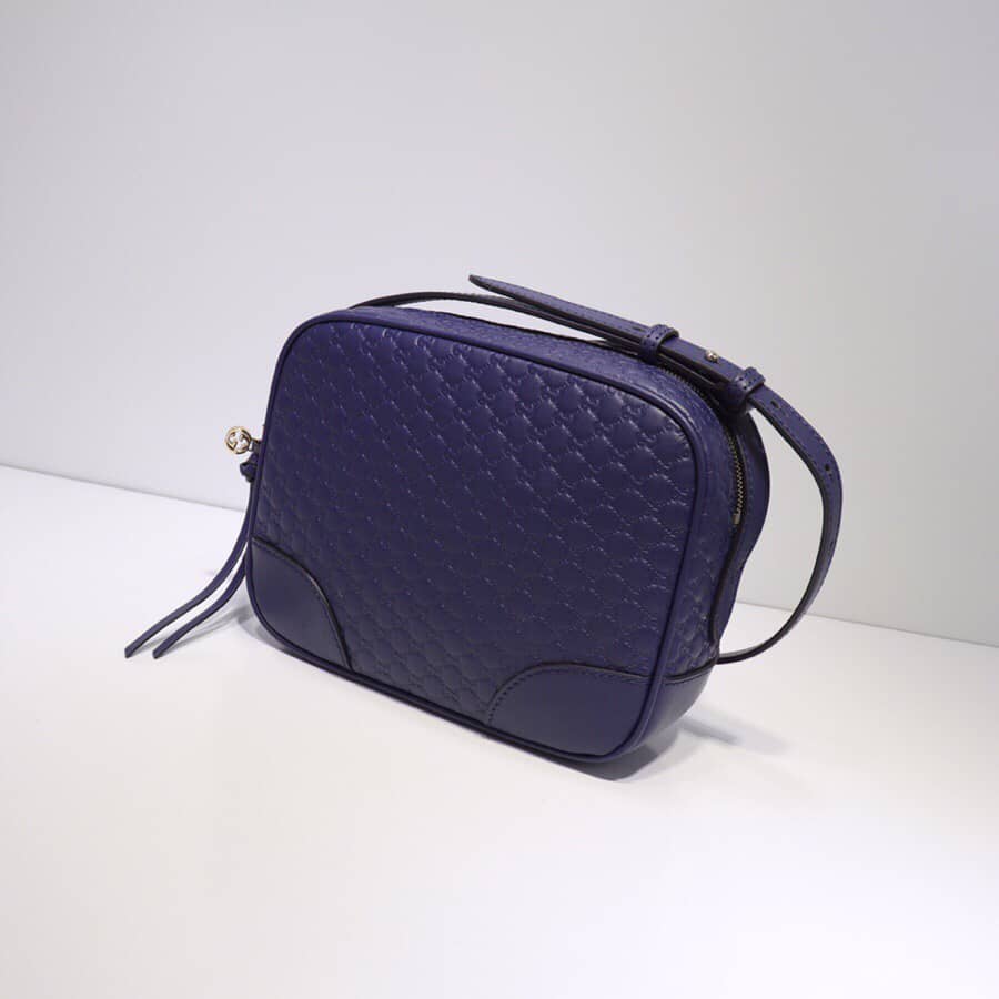 Gucci Bree Guccissima GG Leather Canvas Camera Bag Replica Blue 449413 - DEEPREPS