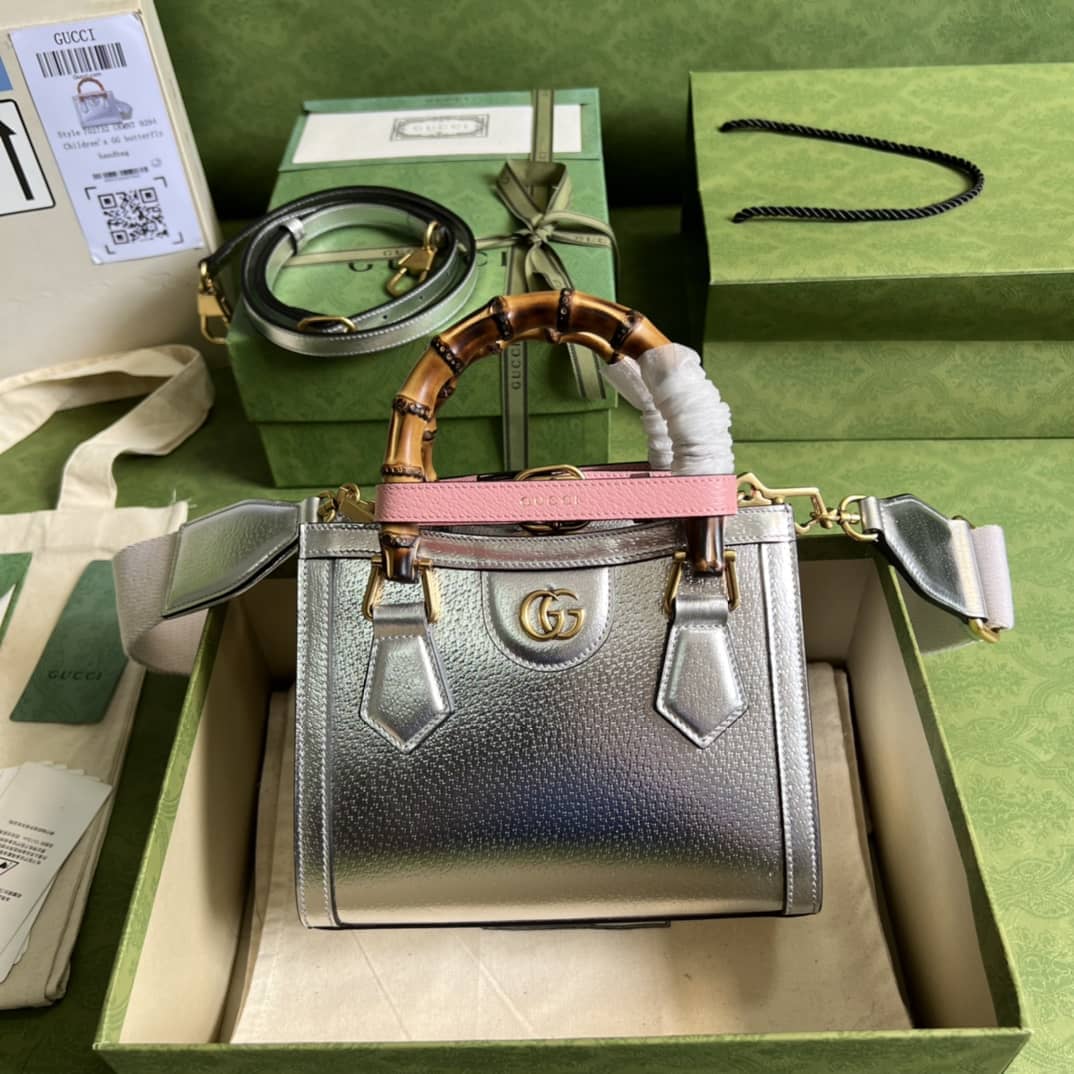 Gucci Diana Mini Tote Silver 702732 Replica Bag - DEEPREPS