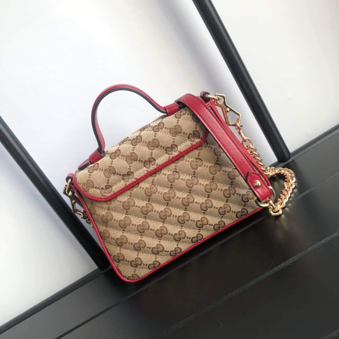 Gucci GG Marmont Mini Top Handle Bag Replica Red 583571 - DEEPREPS