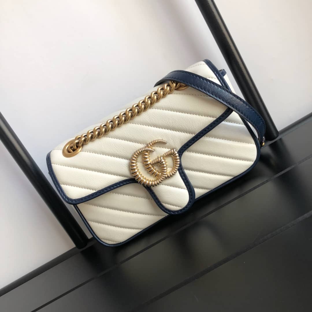 Gucci GG Marmont Mini Matelasse Shoulder Bag Replica White 446744 - DEEPREPS