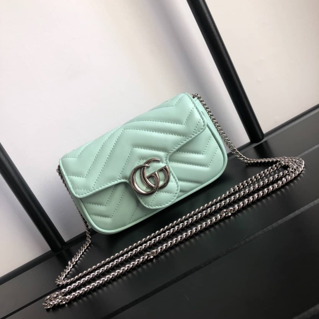 Gucci GG Marmont Matelasse Leather Mini Shoulder Bag Replica Green 476433 - DEEPREPS