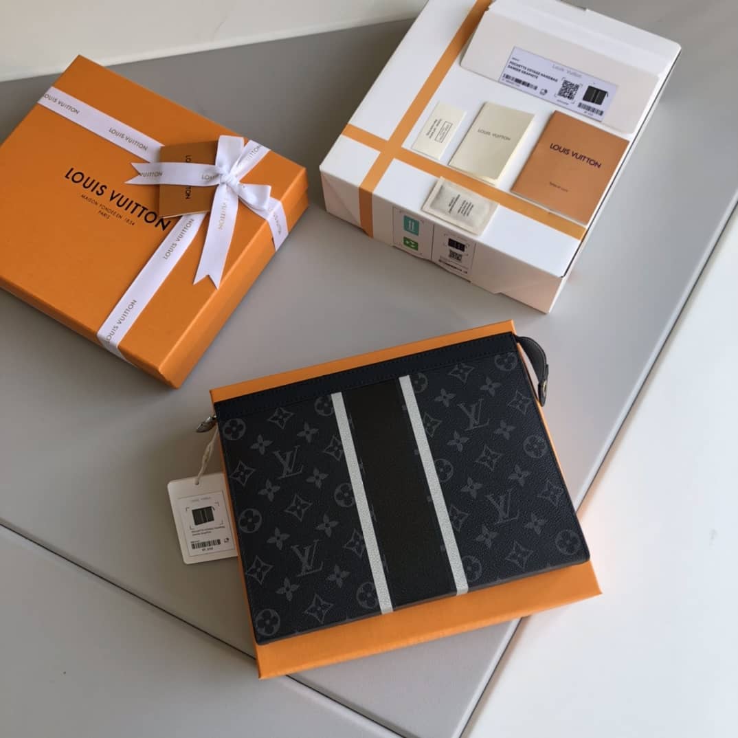 Louis Vuitton Eclipse Fragment Pochette Voyage MM Replica Clutch Black M64440 - DEEPREPS