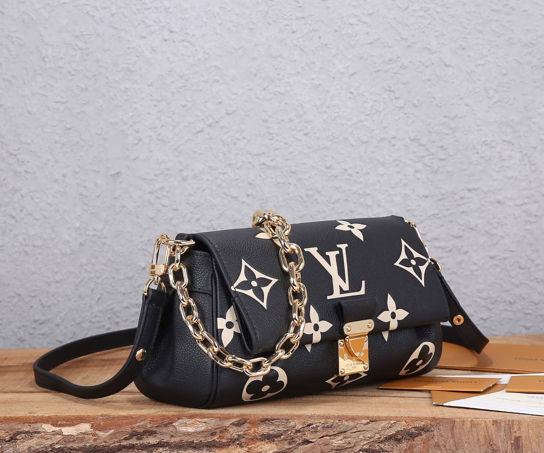 Louis Vuitton Favorite Shoulder Monogram Empreinte Replica Leather Bag Black M45836 - DEEPREPS