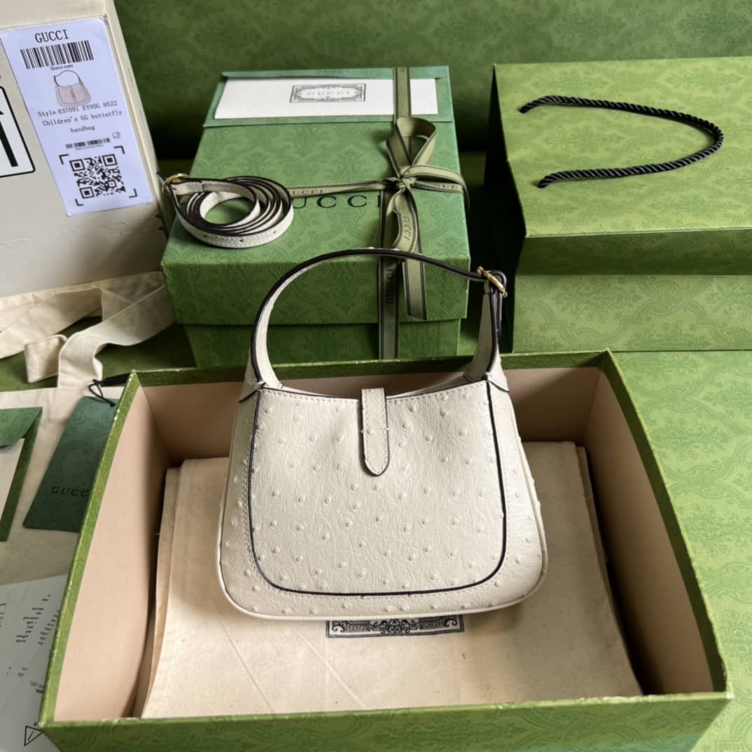 Gucci Jackie 1961 Ostrich Mini Hobo 637091 Replica Shoulder Bag - DEEPREPS