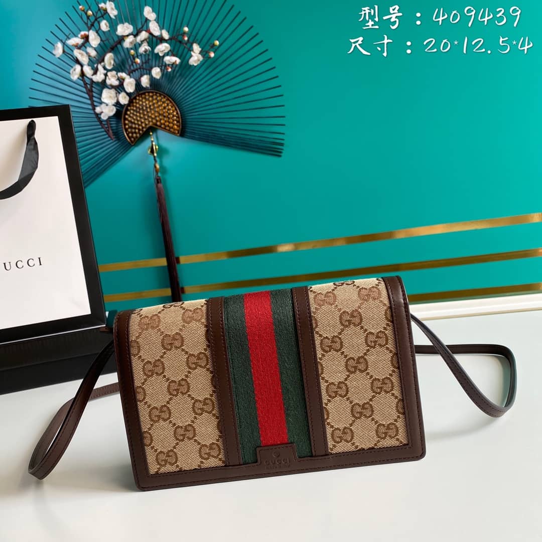 Gucci GG Crossbody Bag Web Stripe Wallet Replica 409439 - DEEPREPS