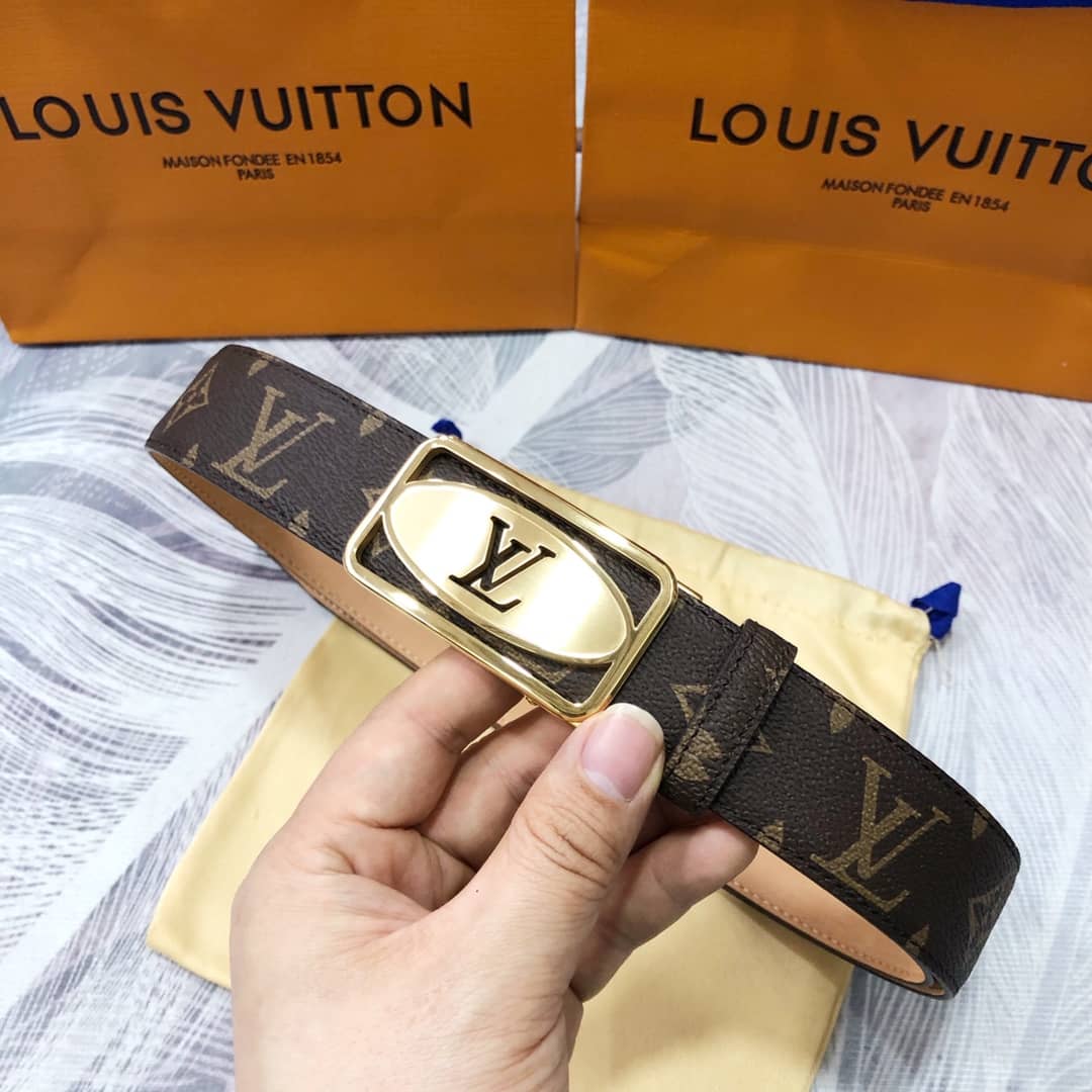 Knockoff Louis Vuitton Logo Belt 35mm - DEEPREPS
