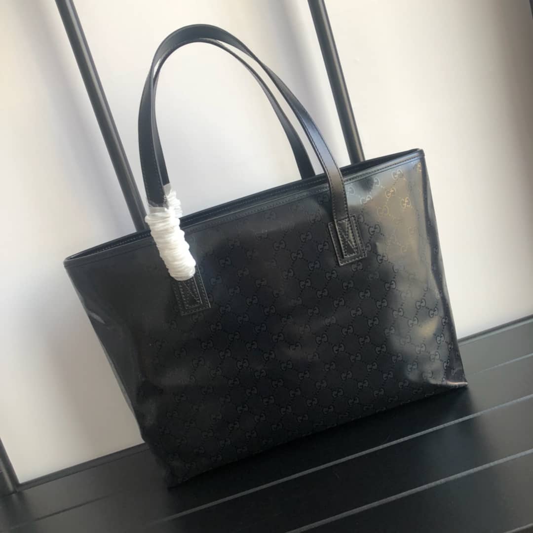 Gucci GG Plus Large Zip Top PVC Replica Tote Black 211137 - DEEPREPS