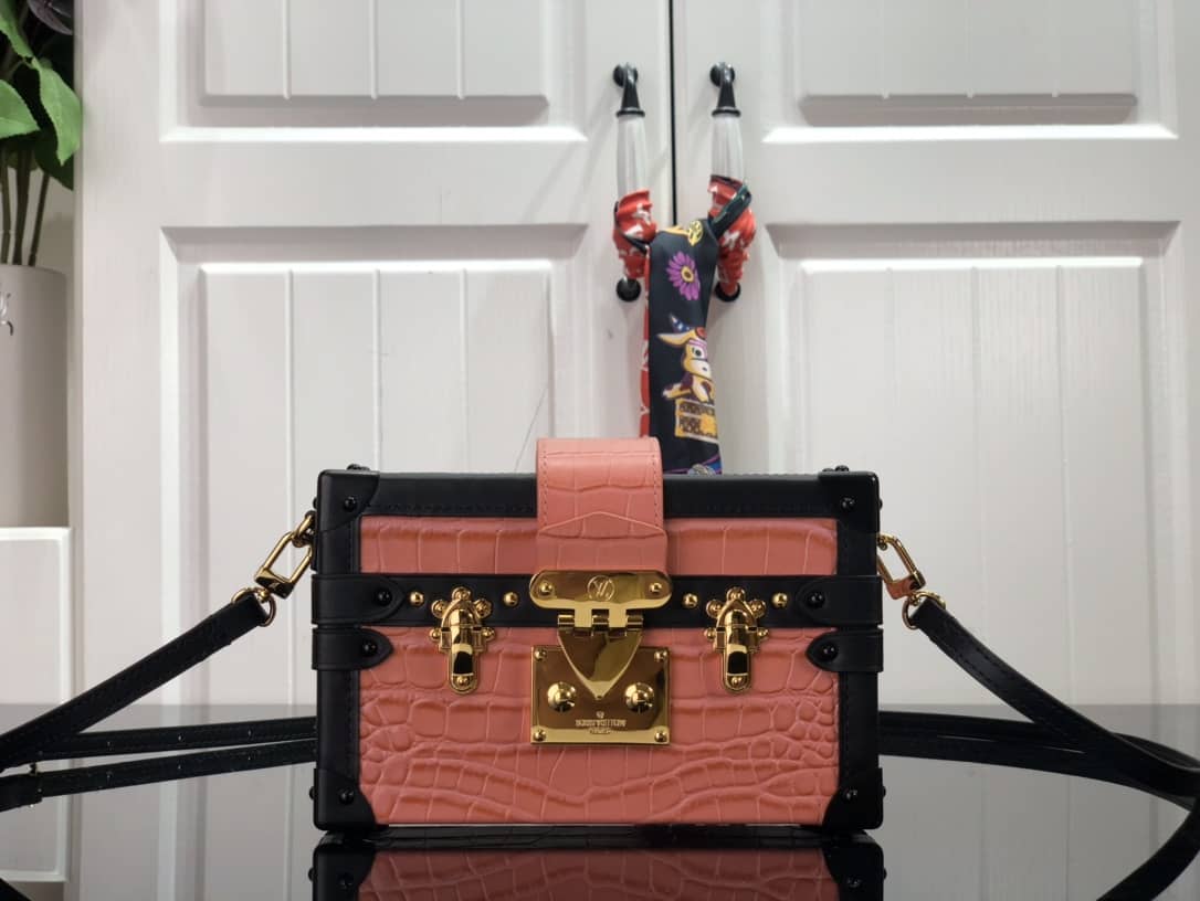 Louis Vuitton Petite Malle Brilliant Alligator Leather Replica Handbag Orange N93817 - DEEPREPS