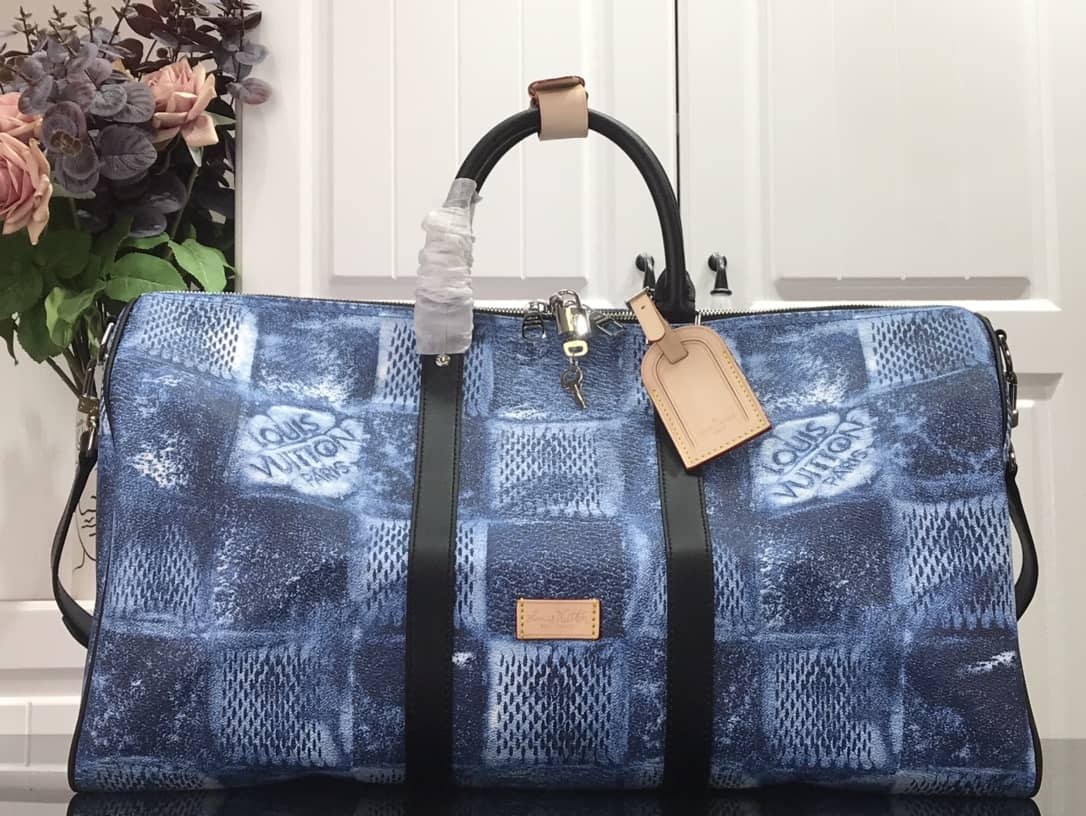 Louis Vuitton Keepall Bandoulière 50 Travel Bag Replica Blue N50069 - DEEPREPS