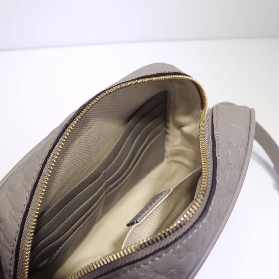 Gucci Bree Guccissima GG Leather Canvas Camera Bag Replica Gray 449413 - DEEPREPS
