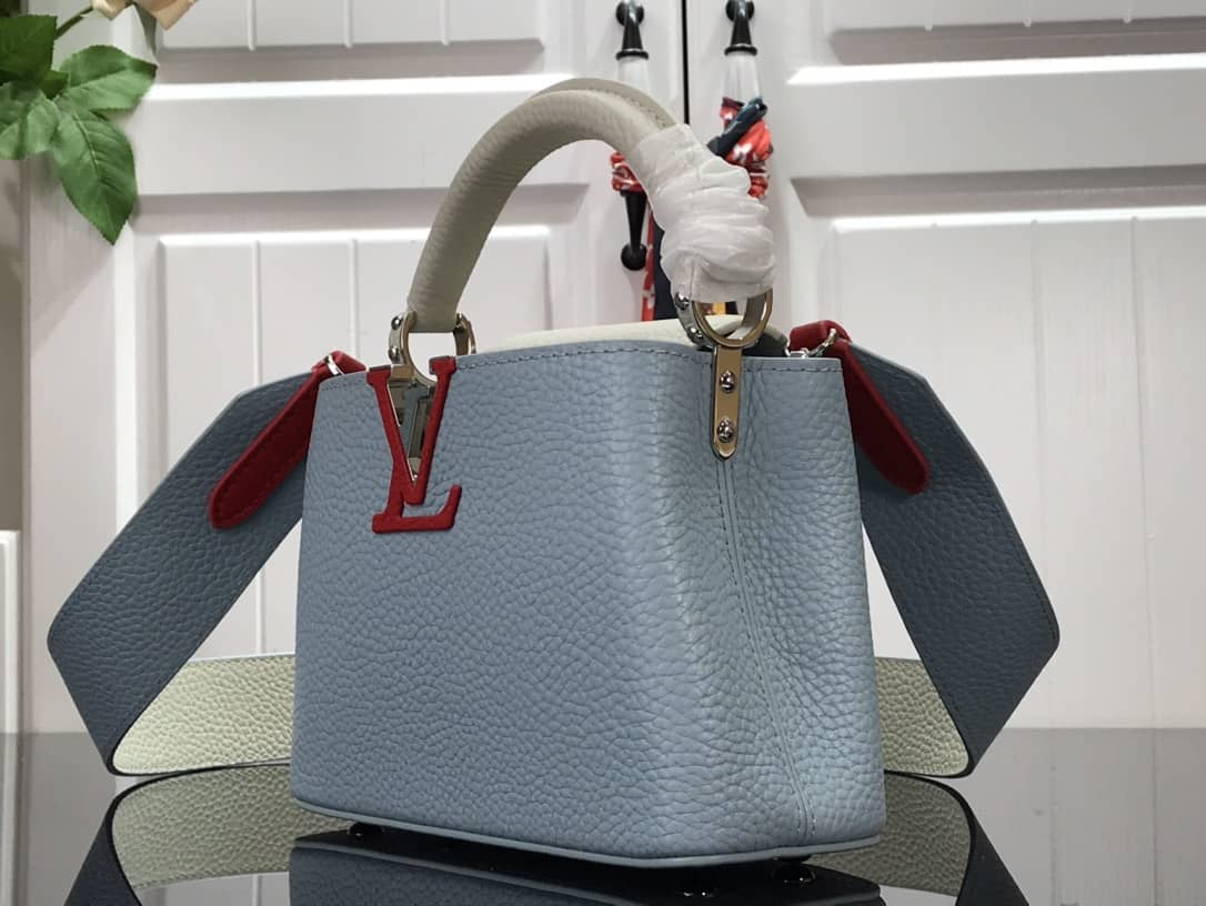 Louis Vuitton Capucines Mini Taurillon Leather Replica Bag Blue M57520 - DEEPREPS