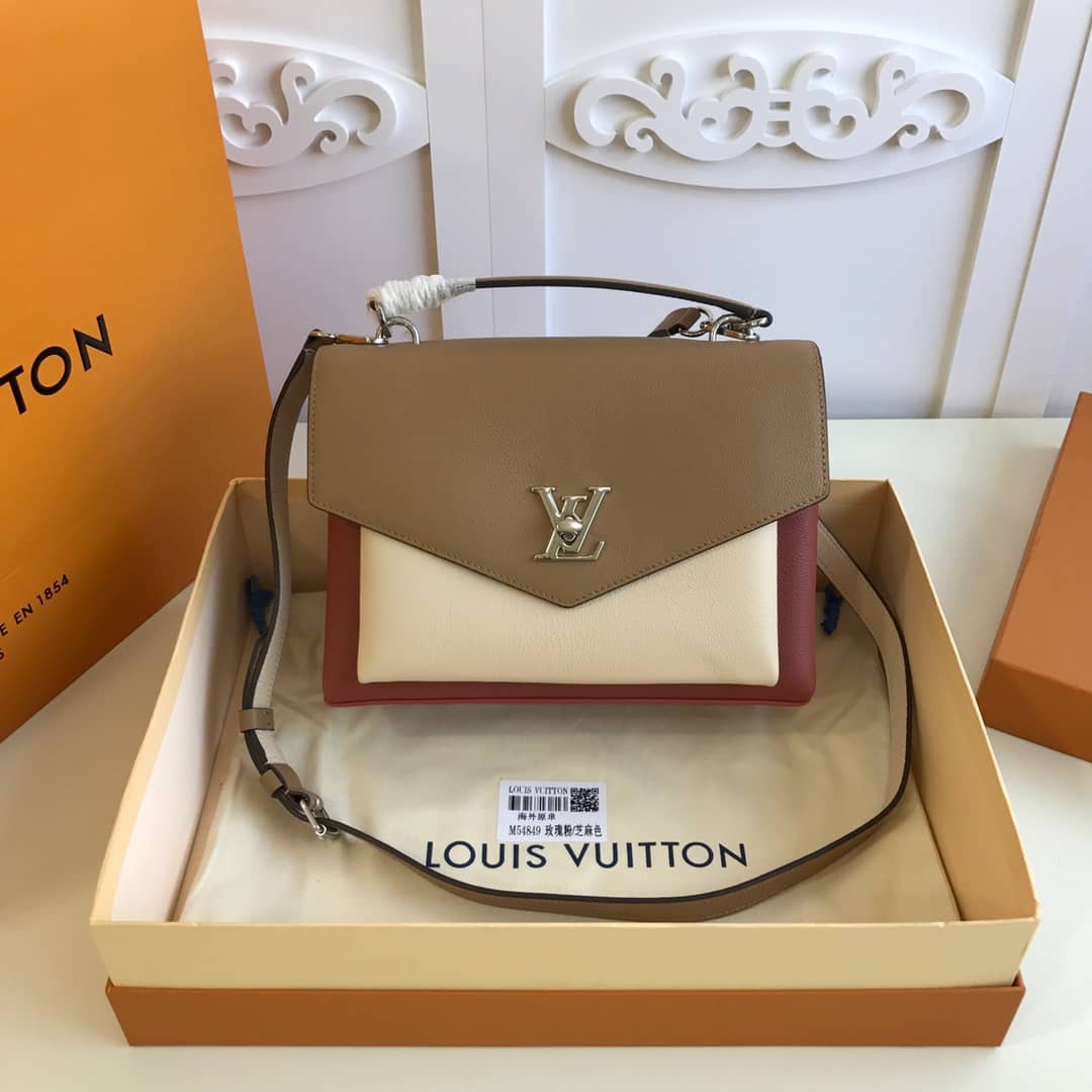 Louis Vuitton MyLockMe 2way Leather Grain Replica Satchel Yellow M54849 - DEEPREPS